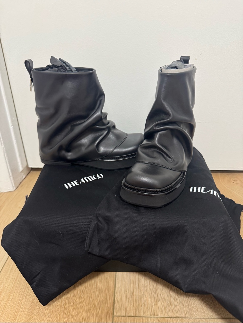 The Attico mini robin combat boot in black